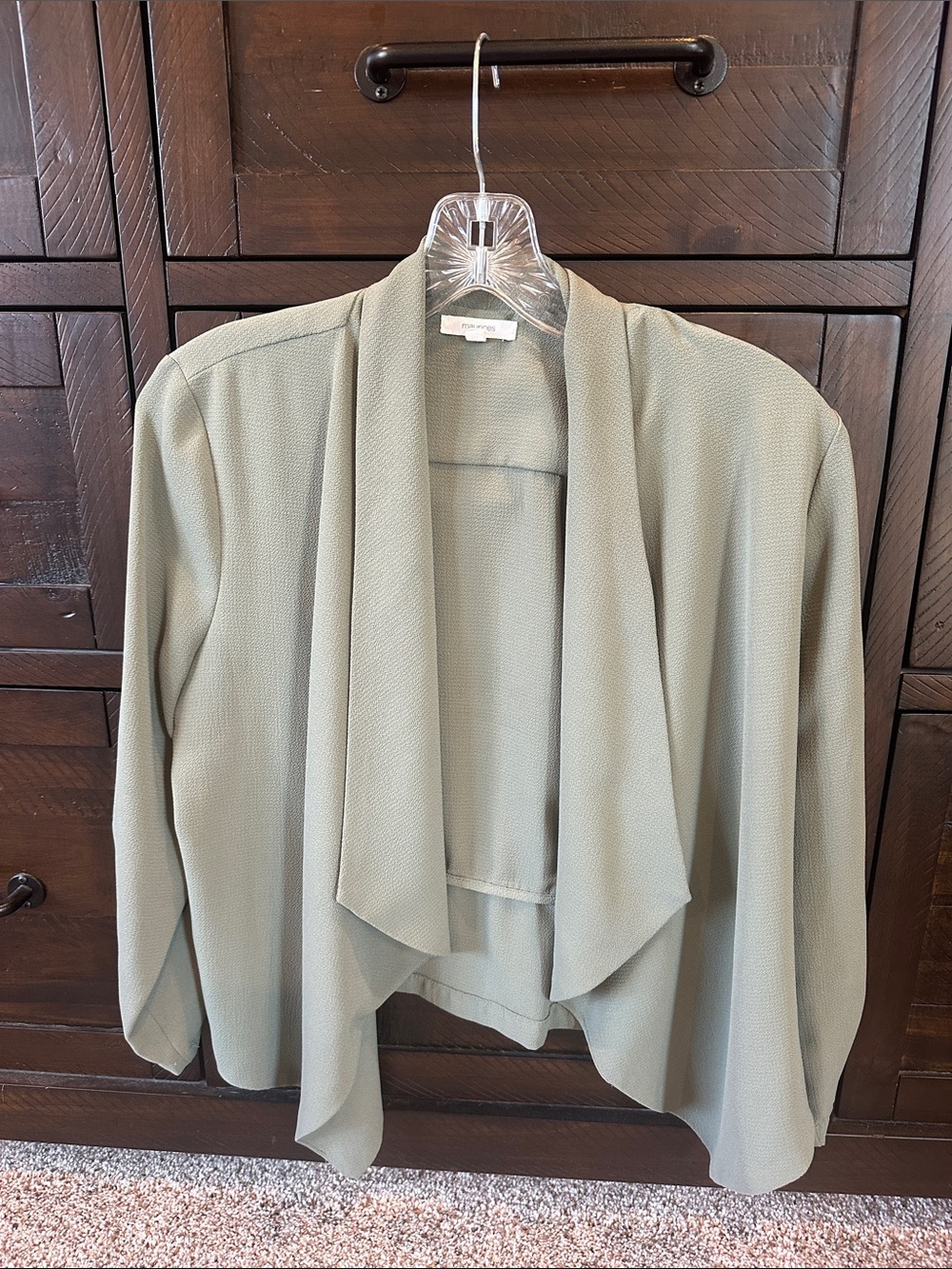 Maurices Sage Green Open-Front Draped Cardigan